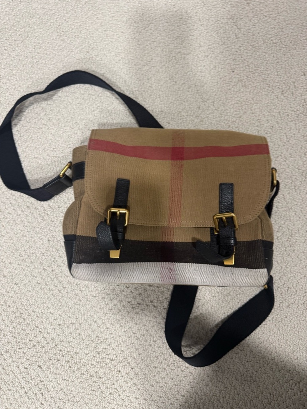 Burberry Camel Canvas House Check Baildon Messenger Crossbody Bag - 4020246